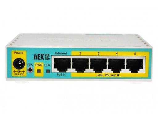 Mikrotik-(hEX-PoE-LITE)-RouterBoard,-5-Puertos-Fast-Ethernet,-4-con-PoE-Pasivo,-1-Puerto-USB-RB750UPR2